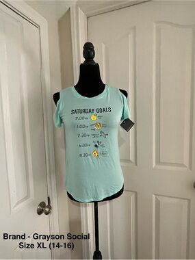 Grayson Social Mint 'Saturday Goals' Cold-Shoulder Tee